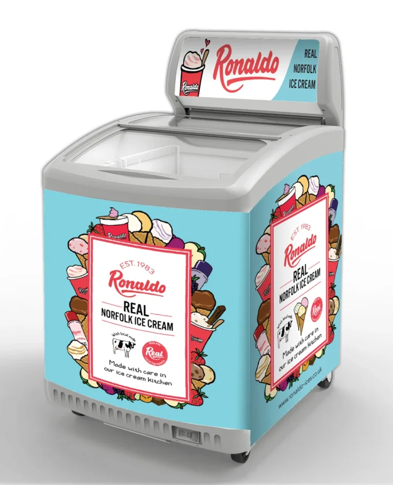 Ronaldo Norfolk Ice Cream freezer with colorful illustrations