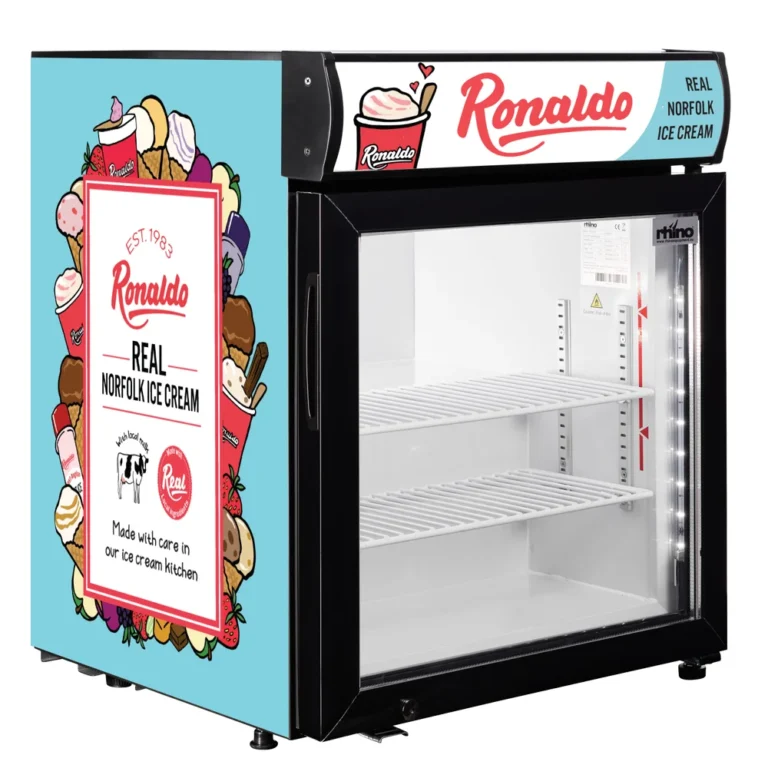 Ronaldo ice cream freezer with colorful design